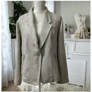 Chicos Beige Textured Blazer With Zipper Pockets Size Large‎
